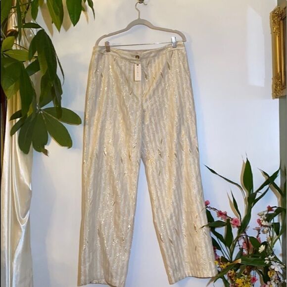 Porridge Kelyn Striped Metallic Wide Leg Trousers - Picture 3 of 4